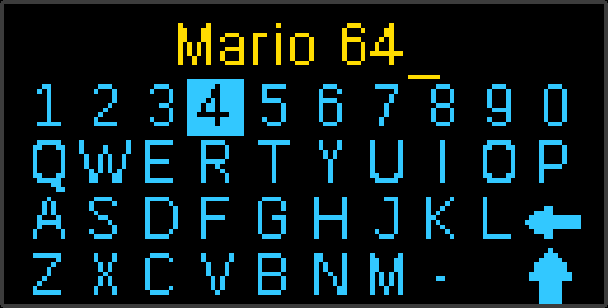 Rename Preset screen
